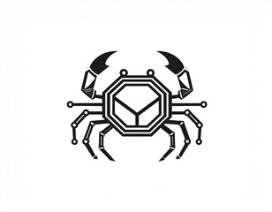 Obraz premium Crab Logo Design: An emblem of a crab, embodying a blend of technology and nature. A symbol that blends digital innovation with the essence of the ocean.