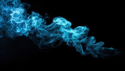 Obraz premium Misty Blue Smoke Rising Against A Dark Black Background, Creating A Captivating Contrast In The Striking Scene. Eerie And Atmospheric.