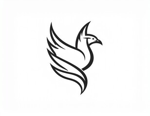Obraz premium Elegant Dove Emblem: A sleek, modern emblem of a dove in flight, rendered with graceful lines, signifying peace, freedom, and hope. The minimalist design evokes a sense of serenity.