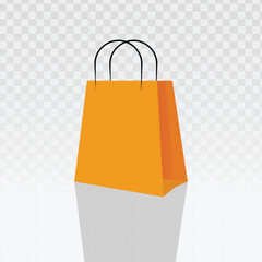 Single orange shopping bag vector icon in a clean, modern flat design style with a subtle reflection. Perfect for e-commerce branding, retail websites, mobile shopping apps, and digital sales 