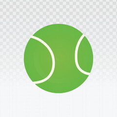 Bright green tennis ball vector icon with clean white seams in a flat, modern style. Perfect for sports branding, recreation events, athletic training, fitness apps, and summer game promotions.