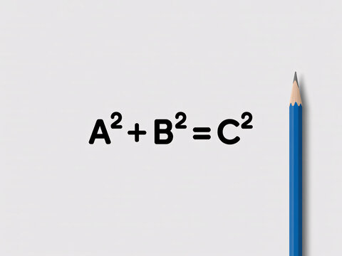 Unlock Geometry Success: Visualize the Pythagorean Theorem with a Blue Pencil, Ideal for Education, Textbooks, and Classroom Illustrations - Powered by Adobe