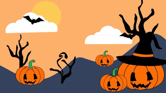 halloween celebration lettering with pumpkins ,4k video animated