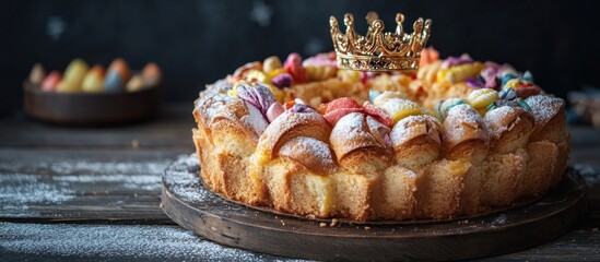 King Cake with a Golden Crown