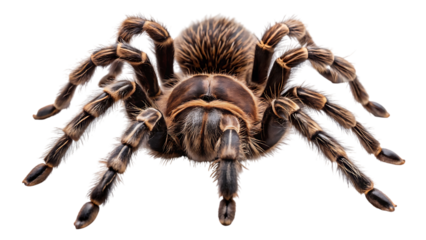 Detailed macro shot of a hairy tarantula spider with intricate textures and legs
