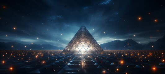 Pointillist grunge design of Giant piramid Transform with abstract dotted pattern ,generative AI