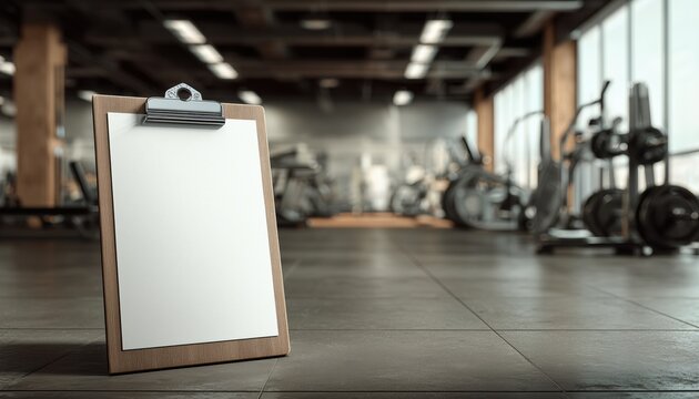 Fitness Gym Mockup Clipboard For Workouts And Exercises. A Simulated Clipboard Used In A Gym Setting For Planning And Tracking Fitness Routines.