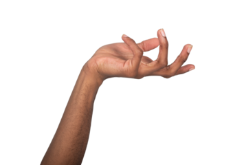 Hand gently curved with palm up and fingers relaxed, elegant gesture of offering or presenting