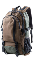 Naklejka premium Stylish brown backpack, white isolate background
