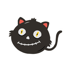 Funny Spooky Black Cat Halloween Illustration