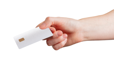 Hand holding bank card, concept of modern finance, secure electronic payment, and cashless