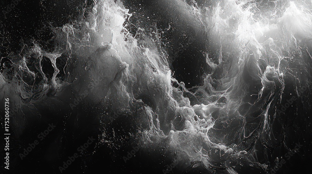 Wall mural grayscale nebula with swirling cosmic dust and light, creating depth