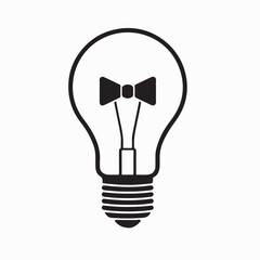 Stylish Light Bulb Character with Bow Tie Logo Vector on white background