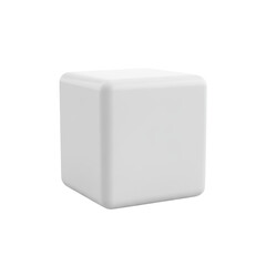 Fototapeta premium Monochrome minimalist white cube suspended in space isolated on transparent layer