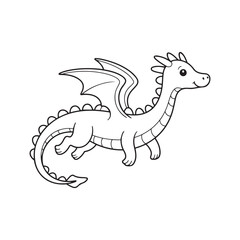 Cute Cartoon Dragon Line Art for Coloring