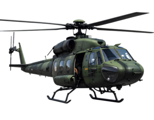 military helicopter on a transparent background