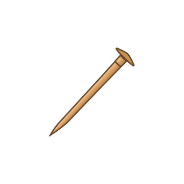 2D Clipart of a Single Wooden Nail