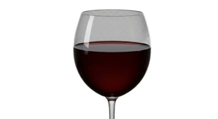 Full glass of red wine isolated on transparent background, a classic beverage for any social gathering or relaxing moment