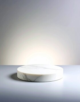 Elegant white marble display pedestal ready for product showcases and luxury brand presentations