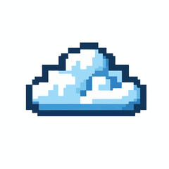 Pixel art cloud icon in an 8-bit retro video game style. Weather symbol for a digital sky or nature concept isolated on a white background