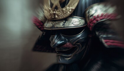 Ancient Samurai Mask: A Traditional Piece Of Armor Worn By Skilled Japanese Warriors, Crafted With Intricate Detail And Designed For Protection In Battle.