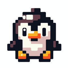 Pixelated Penguin Illustration Adorable 8-Bit Animal Character Design