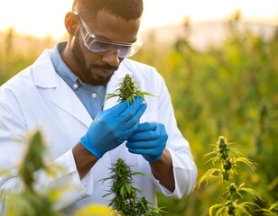 A scientist examines plants, focusing on plant development and structure