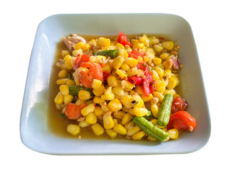 Thai-Style Corn Papaya Salad Isolated on Transparent Background