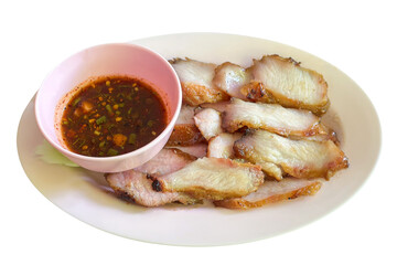 Thai-Style Grilled Pork Neck Isolated on Transparent Background