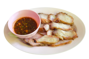 Thai-Style Grilled Pork Neck Isolated on Transparent Background