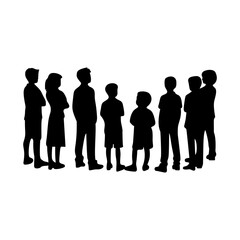 Group of People Standing Silhouette Vector Illustration