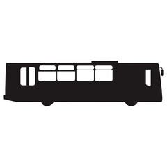 Black City Bus Silhouette Vector Illustration. Public Transport Icon. Passenger Vehicle Shape, Urban Travel Symbol and Simple Bus Outline Design Isolated on White Background