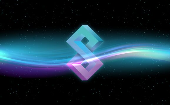 Images of cryptocurrency logos on digital background. solanium-slim coin. 3d illustrations.