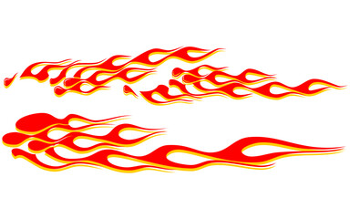 Fiery Flames: A vibrant display of stylized flames, rendered in shades of red and yellow, evoking a sense of speed and energy. 