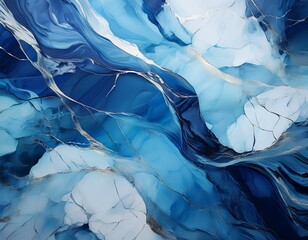 abstract marble cool blues cracked ice