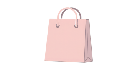 A light pink shopping bag with gray handles isolated on transparent background, perfect for retail concepts