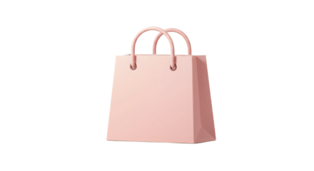 A simple pink shopping bag isolated on transparent background, suitable for online store and retail promotion