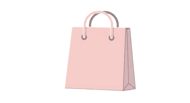 A light pink shopping bag with gray handles isolated on transparent background, perfect for retail concepts - Powered by Adobe