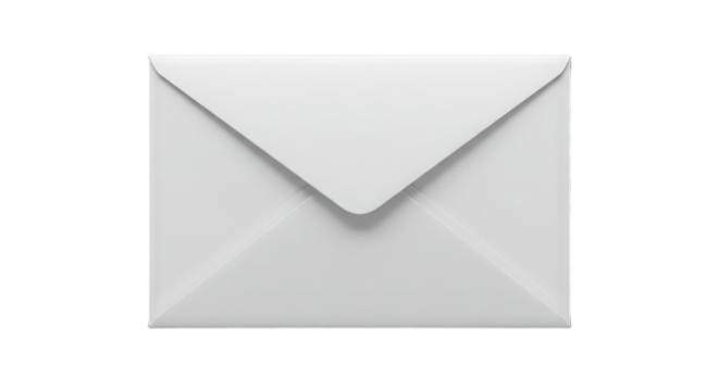 White envelope isolated on transparent background, representing postal service, personal correspondence, and business communication - Powered by Adobe