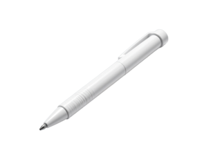 White pen, cap on, angled view, smooth lines