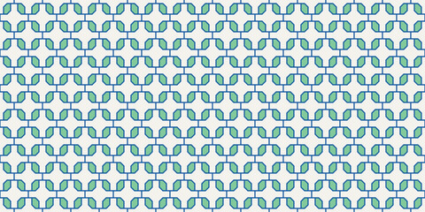 Seamless geometric lattice pattern. Modern decorative vector with repeating interlocking shapes, perfect for wallpapers, textiles, wrapping paper, and digital backgrounds. Blue teal 049
