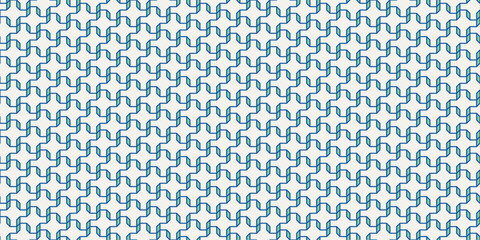 Seamless Woven Geometric Lattice Pattern. Star lattice pattern. Modern abstract vector, ideal for wallpapers, textiles, packaging, digital backdrop. Blue teal 050