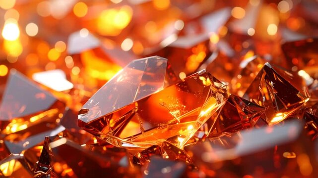 Abstract orange crystals close up