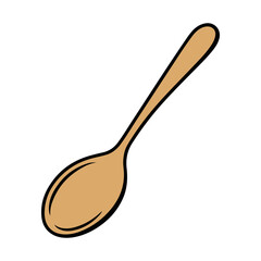 wooden spoon flat vector illustration