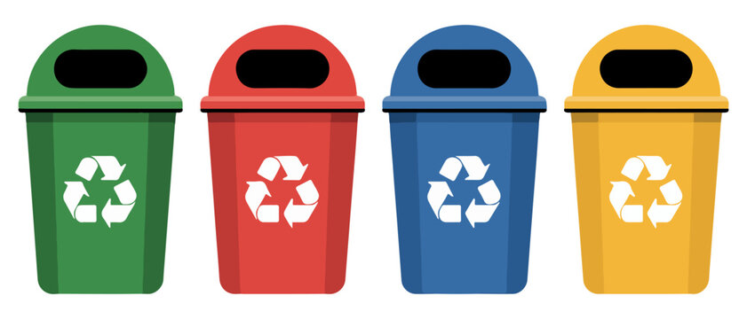 colored recycling bins waste sorting illustration
