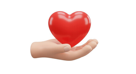 Fototapeta premium Hand holding a red heart shape symbol, love concept isolated on transparent background