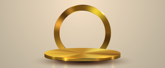 Luxury golden podium scene background. Product presentation, mock up, winner podium, stage pedestal or platform.