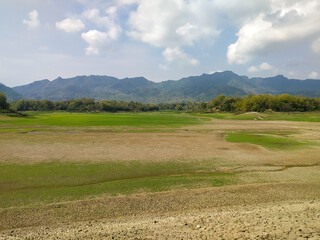 View of the Krisak reservoir which is experiencing drought due to the long dry season,Krisak...