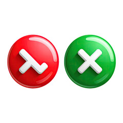 Obraz premium Check & X icons Red & Green buttons, glossy & 3D