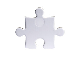 Obraz premium White puzzle piece with connectors, isolated, against black